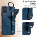 For iPhone X / XS Calf Texture Wrist Card Slot Ring Phone Case(Blue)