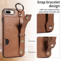 For iPhone 7 Plus / 8 Plus Calf Texture Wrist Card Slot Ring Phone Case(Brown)