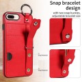 For iPhone 7 Plus / 8 Plus Calf Texture Wrist Card Slot Ring Phone Case(Red)