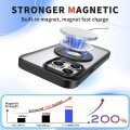 For iPhone 15 Pro Max Transparent U-Ring Holder MagSafe Magnetic Phone Case(Black)