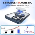 For iPhone 13 Pro Max / 12 Pro Max Transparent U-Ring Holder MagSafe Magnetic Phone Case(Blue)