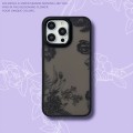 For iPhone 15 Skin Feel Matte TPU+PC Shockproof Phone Case(Black Flower)