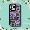 For iPhone 15 Skin Feel Matte TPU+PC Shockproof Phone Case(Purple Flower)