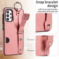 For Samsung Galaxy A32 5G Calf Texture Wrist Card Slot Ring Phone Case(Pink)
