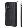 For Xiaomi Redmi Note 13 Pro+ 9 Card Slots Zipper Wallet Bag Leather Phone Case(Black)