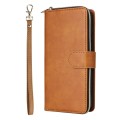 For Xiaomi Redmi Note 13 Pro+ 9 Card Slots Zipper Wallet Bag Leather Phone Case(Brown)