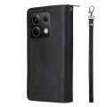 For Xiaomi Redmi Note 13 5G Global 9 Card Slots Zipper Wallet Bag Leather Phone Case(Black)