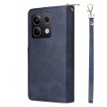 For Xiaomi Redmi Note 13 5G Global 9 Card Slots Zipper Wallet Bag Leather Phone Case(Blue)