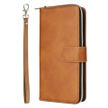 For Xiaomi Redmi Note 13 5G Global 9 Card Slots Zipper Wallet Bag Leather Phone Case(Brown)