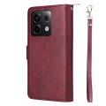 For Xiaomi Redmi Note 13 Pro 5G Global 9 Card Slots Zipper Wallet Bag Leather Phone Case(Wine Red)