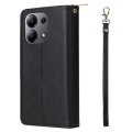 For Xiaomi Redmi Note 13 4G 9 Card Slots Zipper Wallet Bag Leather Phone Case(Black)