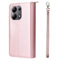 For Xiaomi Redmi Note 13 4G 9 Card Slots Zipper Wallet Bag Leather Phone Case(Rose Gold)