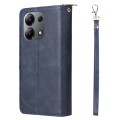 For Xiaomi Redmi Note 13 4G 9 Card Slots Zipper Wallet Bag Leather Phone Case(Blue)