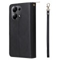 For Xiaomi Redmi Note 13 Pro 4G 9 Card Slots Zipper Wallet Bag Leather Phone Case(Black)