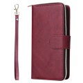 For Xiaomi Redmi Note 13 Pro 4G 9 Card Slots Zipper Wallet Bag Leather Phone Case(Wine Red)