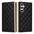 For Samsung Galaxy S24 5G Crossbody Rhombic Sucker Leather Phone Case(Black)