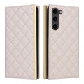 For Samsung Galaxy S23 5G Crossbody Rhombic Sucker Leather Phone Case(White)