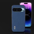 For Google Pixel 9 ABEEL Genuine Leather + PC Litchi Texture Phone Case(Blue)