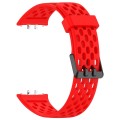 For Samsung Galaxy Fit 3 Hole Style Dual Buckle Silicone Watch Band(Red)