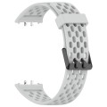 For Samsung Galaxy Fit 3 Hole Style Dual Buckle Silicone Watch Band(Light Grey)