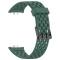 For Samsung Galaxy Fit 3 Hole Style Dual Buckle Silicone Watch Band(Dark Green)