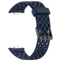 For Samsung Galaxy Fit 3 Hole Style Dual Buckle Silicone Watch Band(Midnight Blue)