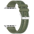 For Apple Watch Ultra 2 49mm Ordinary Buckle Hybrid Nylon Braid Silicone Watch Band(Green)