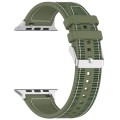 For Apple Watch Series 7 45mm Ordinary Buckle Hybrid Nylon Braid Silicone Watch Band(Green)