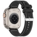 For Apple Watch SE 44mm Ordinary Buckle Hybrid Nylon Braid Silicone Watch Band(Black)