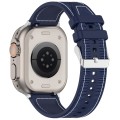 For Apple Watch SE 44mm Ordinary Buckle Hybrid Nylon Braid Silicone Watch Band(Midnight Blue)