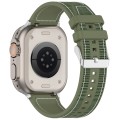 For Apple Watch SE 44mm Ordinary Buckle Hybrid Nylon Braid Silicone Watch Band(Green)