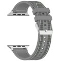 For Apple Watch 42mm Ordinary Buckle Hybrid Nylon Braid Silicone Watch Band(Grey)