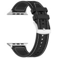 For Apple Watch SE 2023 44mm Official Buckle Hybrid Nylon Braid Silicone Watch Band(Black)