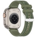 For Apple Watch Ultra 2 49mm Official Buckle Hybrid Nylon Braid Silicone Watch Band(Green)