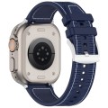 For Apple Watch Series 5 40mm Official Buckle Hybrid Nylon Braid Silicone Watch Band(Midnight Blue)