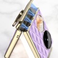For Huawei Pocket 2 GKK Rhombus Pattern Electroplated Leather Phone Case with Ring(Champagne Gold)