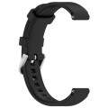 12mm Universal Solid Color Silver Buckle Silicone Watch Band(Black)