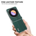 For ZTE nubia Flip ABEEL Three Parts Frosted Transparent Frame Hinge Wood Texture PU Phone Case(Gree