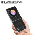 For ZTE nubia Flip ABEEL Three Parts Frosted Transparent Frame Hinge Weave Plaid PU Phone Case(Black