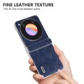 For ZTE nubia Flip ABEEL Three Parts Frosted Transparent Frame Hinge Weave Plaid PU Phone Case(Blue)