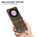 For ZTE nubia Flip ABEEL Three Parts Frosted Transparent Frame Hinge Weave Plaid PU Phone Case(Green