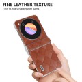 For ZTE nubia Flip ABEEL Three Parts Frosted Transparent Frame Hinge Weave Plaid PU Phone Case(Brown