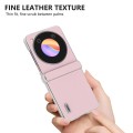 For ZTE nubia Flip ABEEL Three Parts Frosted Transparent Frame Hinge Calf Texture PU Phone Case(Pink