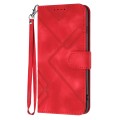 For Sharp Aquos sense7/SH-53C/SHG10 Line Pattern Skin Feel Leather Phone Case(Red)