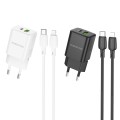 BOROFONE BN14 Royal PD30W Type-C + QC3.0 USB Charger with Type-C to 8 Pin Cable, EU Plug(Black)