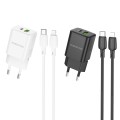 BOROFONE BN14 Royal PD30W Type-C + QC3.0 USB Charger with Type-C to 8 Pin Cable, EU Plug(White)