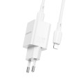 BOROFONE BN14 Royal PD30W Type-C + QC3.0 USB Charger with Type-C to 8 Pin Cable, EU Plug(White)