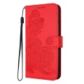 For vivo V30 Lite 5G India/T3 5G IDN Datura Flower Embossed Flip Leather Phone Case(Red)