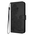 For vivo Y03 4G Global Datura Flower Embossed Flip Leather Phone Case(Black)