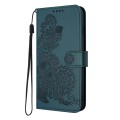 For vivo Y35 4G Global/Y22s 4G Global Datura Flower Embossed Flip Leather Phone Case(Dark Green)